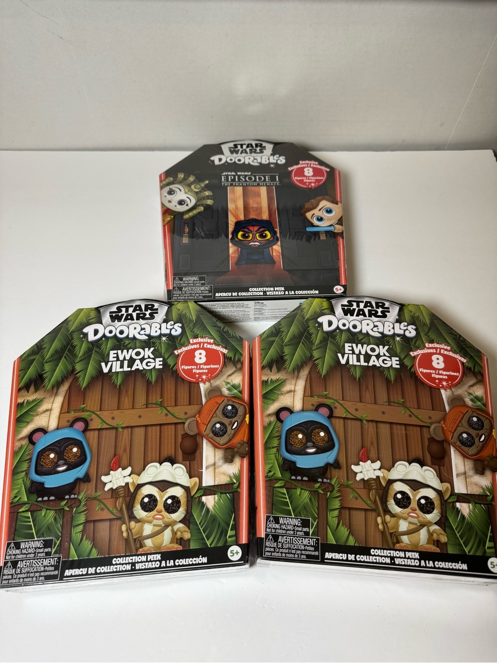 STAR WARS Doorables 2 Ewok Village & 1 The Phatom Menace Collectible Figures